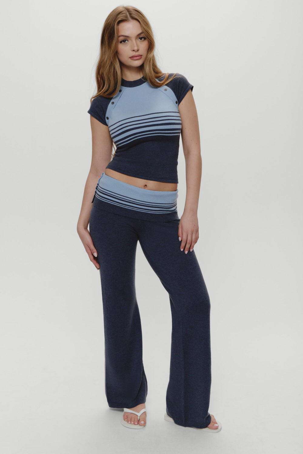 Frankies Bikinis new|clothing|collections Shore Low Rise Knit Pants - Stone Stripe