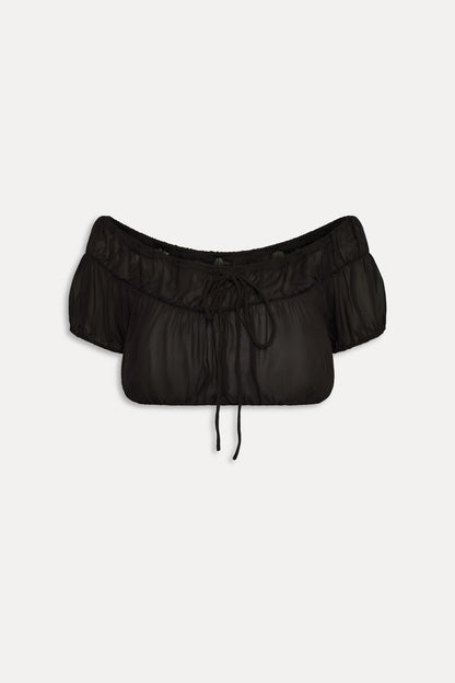 Frankies Bikinis new|clothing|collections Paulina Cropped Blouse - Black
