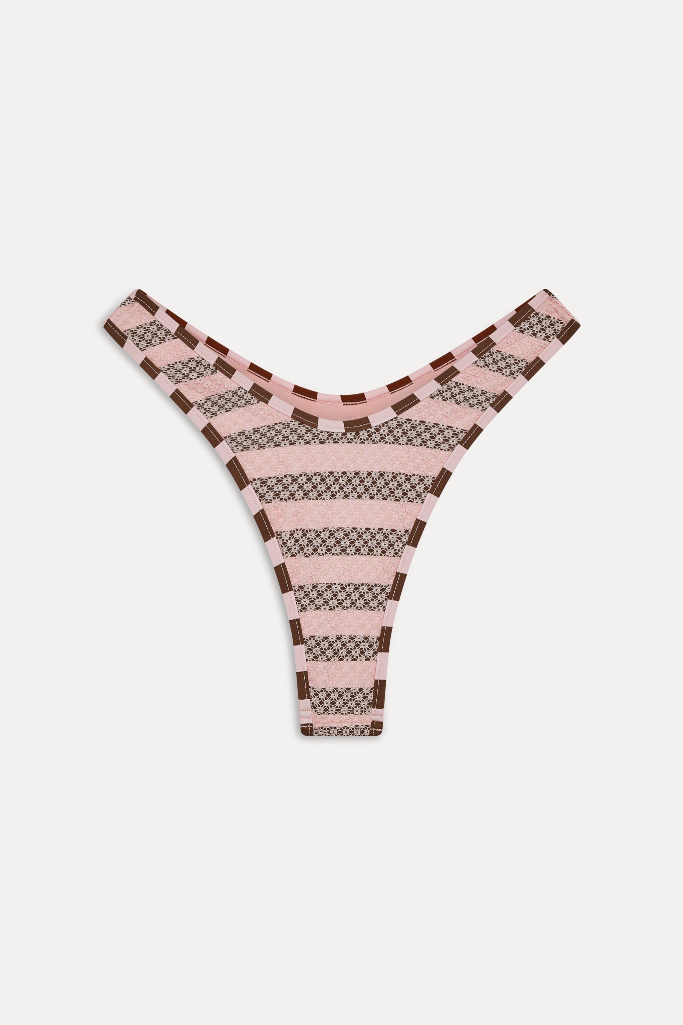 Frankies Bikinis new|swimwear|collections Full Moon Striped Bikini Bottom - Strawberry Chocolate