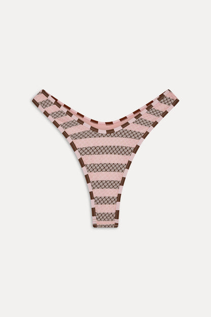 Frankies Bikinis new|swimwear|collections Full Moon Striped Bikini Bottom - Strawberry Chocolate