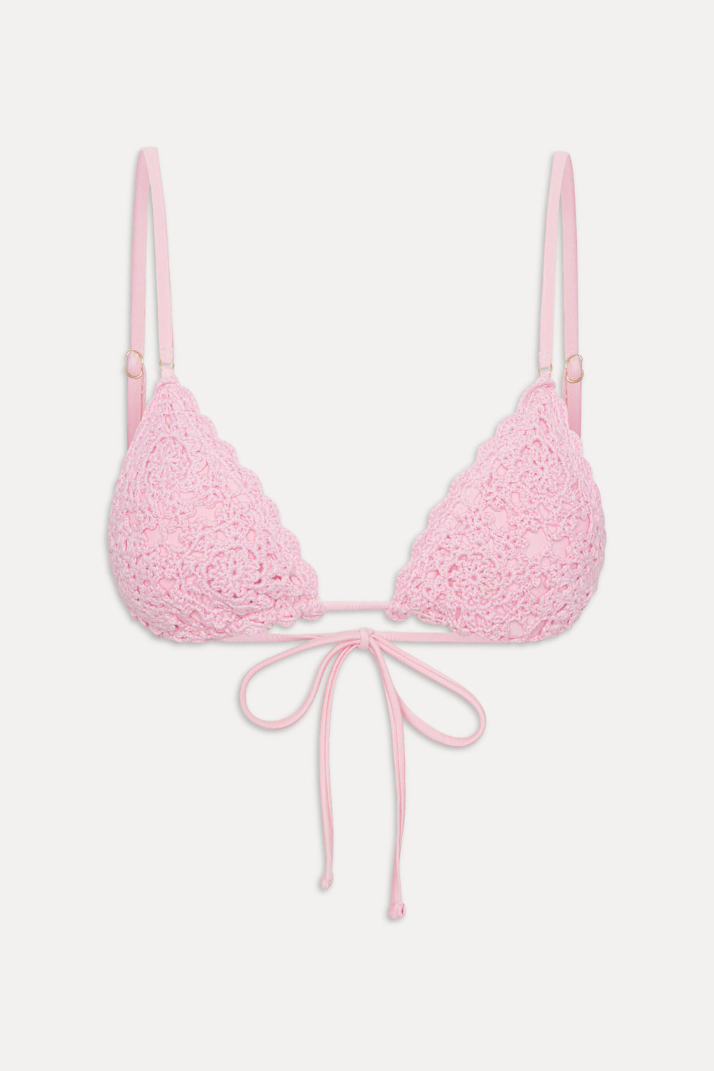 Frankies Bikinis new|swimwear|collections Elena Crochet Shine Bikini Top - Blush