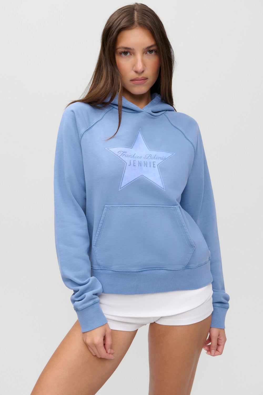 Frankies Bikinis new|clothing|collections x JENNIE Jane Cropped Terry Hoodie - Jennie Blue