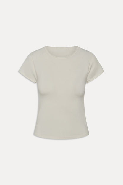 Frankies Bikinis new|clothing Baylee Knit Tee - Soft Vanilla