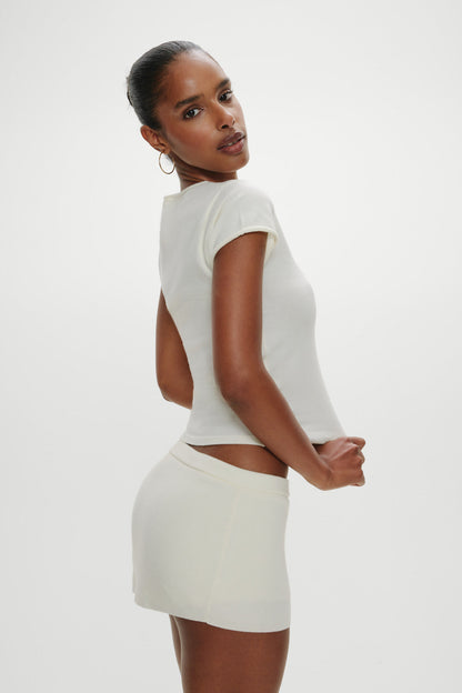 Frankies Bikinis new|clothing Baylee Knit Tee - Soft Vanilla