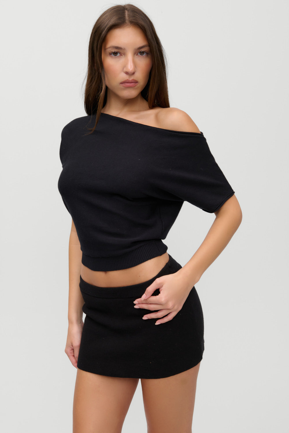 Frankies Bikinis new|clothing|collections Montecito Boat Neck Knit Shirt - Black