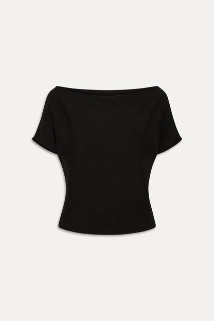 Frankies Bikinis new|clothing|collections Montecito Boat Neck Knit Shirt - Black