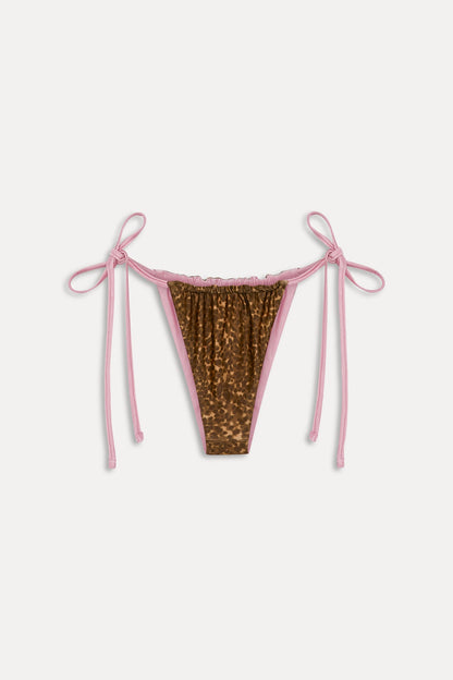 Frankies Bikinis new|swimwear|collections Tia Reversible Satin Bikini Bottom - Vintage Cheetah