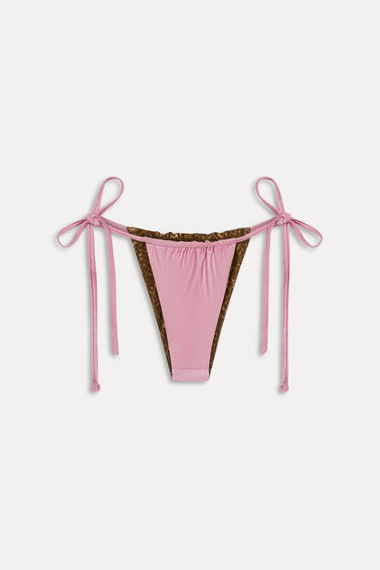 Frankies Bikinis new|swimwear|collections Tia Reversible Satin Bikini Bottom - Vintage Cheetah