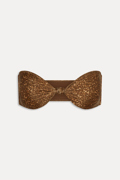 Frankies Bikinis new|swimwear|collections Gigi Satin Bandeau Bikini Top - Vintage Cheetah