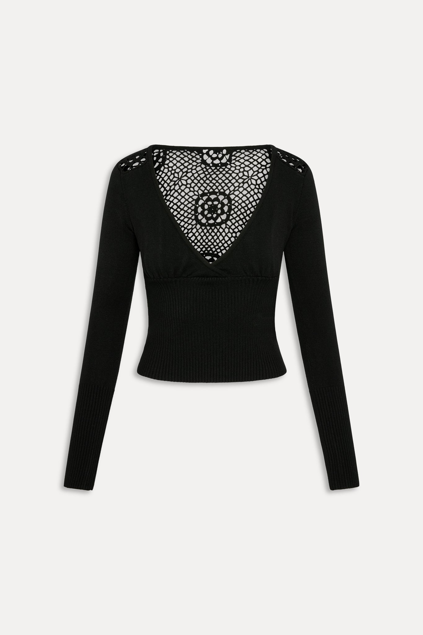 Frankies Bikinis new|clothing|collections Arlo Crochet Knit Sweater - Black