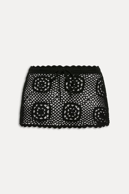 Frankies Bikinis new|clothing|collections Arlo Crochet Mini Skirt - Black