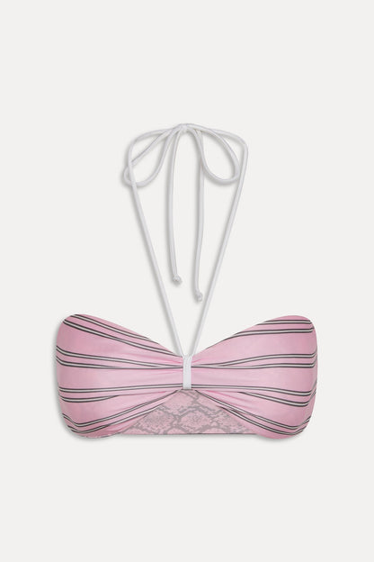 Frankies Bikinis new|swimwear|collections Rumi Reversible Satin Bikini Top - Pink Stripe