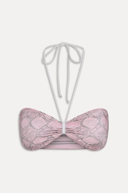 Frankies Bikinis new|swimwear|collections Rumi Reversible Satin Bikini Top - Pink Stripe
