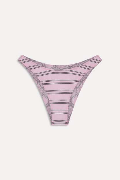Frankies Bikinis new|swimwear|collections Dove Reversible Satin Bikini Bottom - Pink Stripe