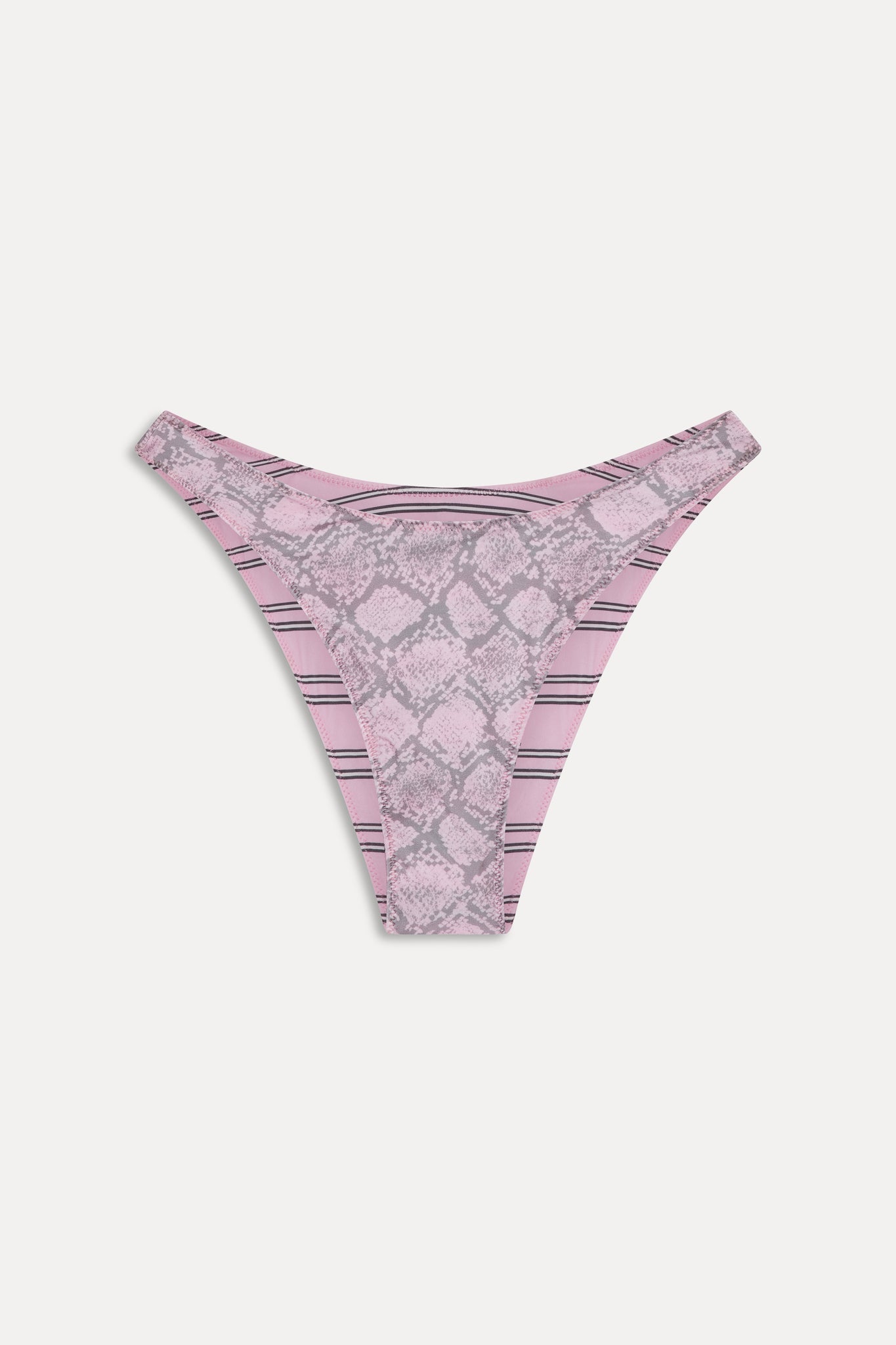Frankies Bikinis new|swimwear|collections Dove Reversible Satin Bikini Bottom - Pink Stripe