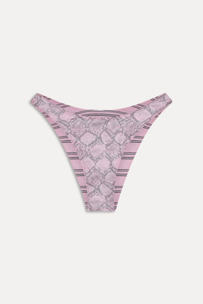 Frankies Bikinis new|swimwear|collections Dove Reversible Satin Bikini Bottom - Pink Stripe