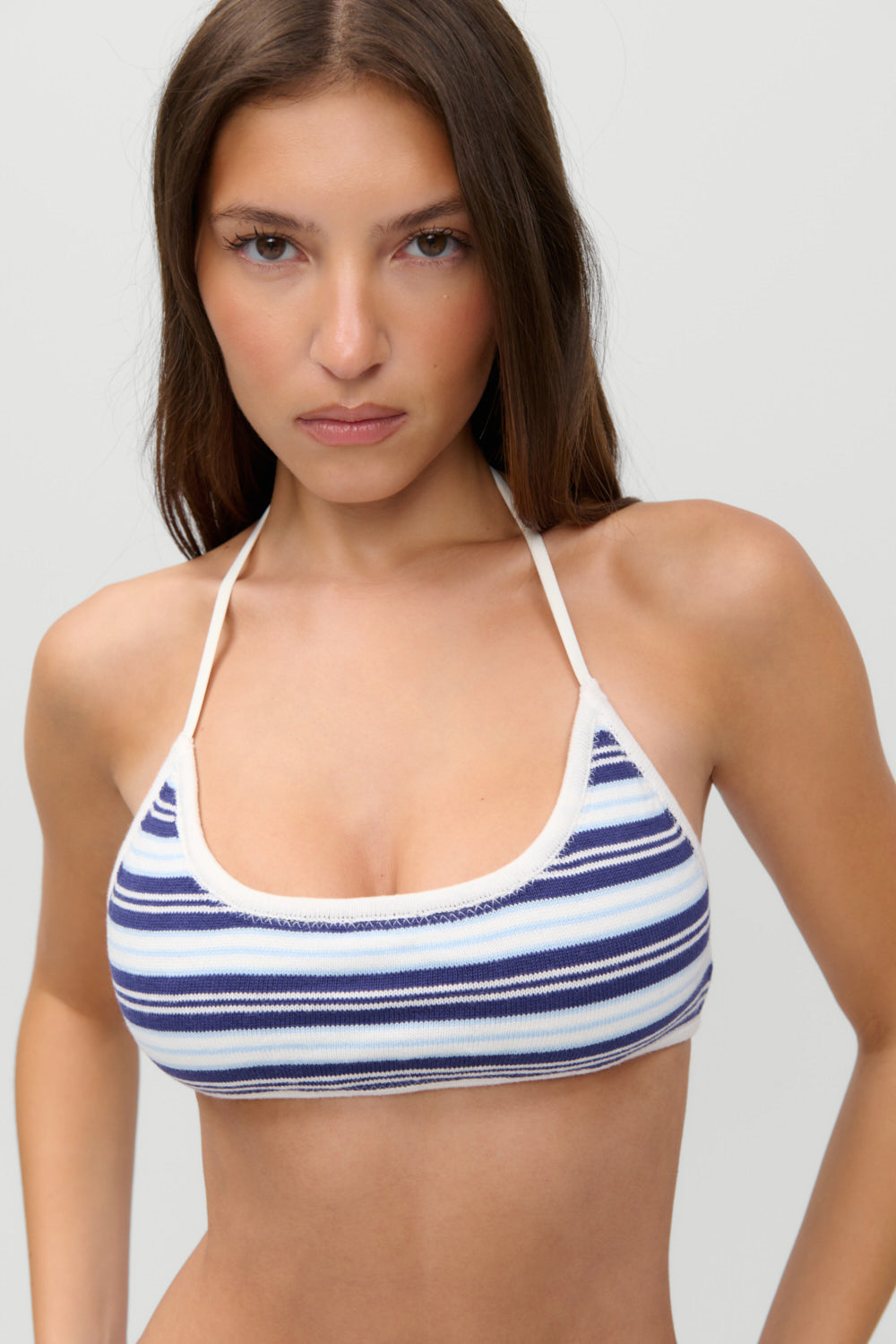 Frankies Bikinis new|collections|swimwear x JENNIE Star Knit Bikini Top - Arctic Stripe