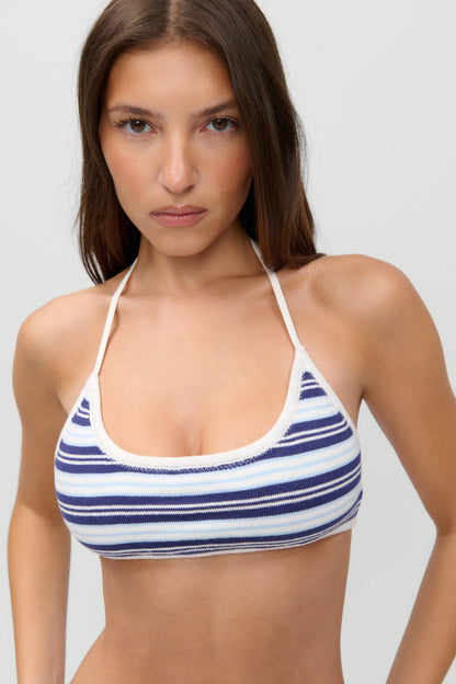 Frankies Bikinis new|collections|swimwear x JENNIE Star Knit Bikini Top - Arctic Stripe