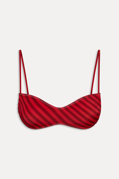 Frankies Bikinis new|swimwear|collections x JENNIE Magnolia Satin Bikini Top - Spring Stripe