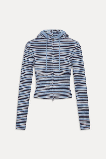 Frankies Bikinis new|clothing|collections Heritage Knit Zip Up Hoodie - Blueberry Stripe