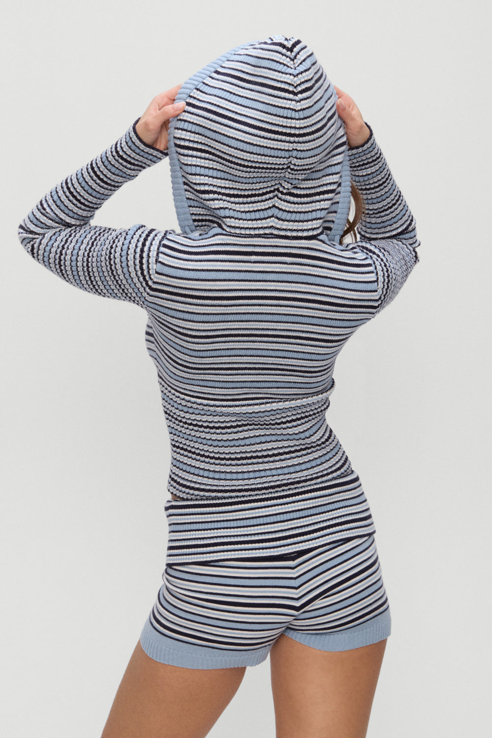 Frankies Bikinis new|clothing|collections Heritage Knit Zip Up Hoodie - Blueberry Stripe