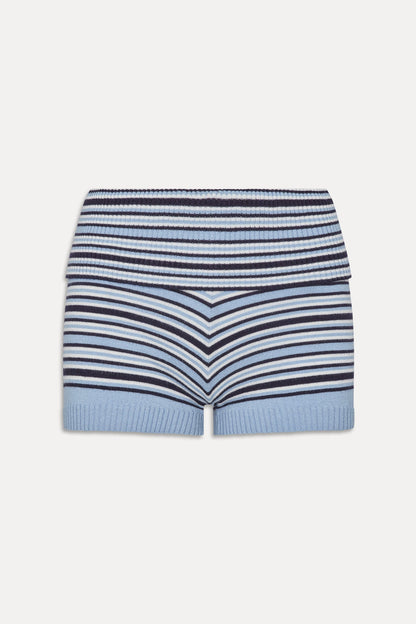 Frankies Bikinis new|clothing|collections Estelle Knit Booty Shorts - Blueberry Stripe
