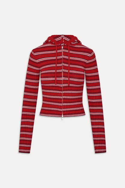 Frankies Bikinis new|clothing|collections Heritage Zip Up Knit Hoodie - Strawberry Stripe