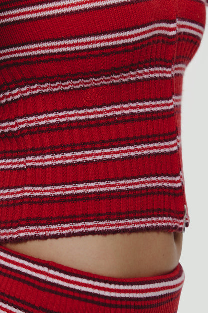 Frankies Bikinis new|clothing|collections Heritage Zip Up Knit Hoodie - Strawberry Stripe