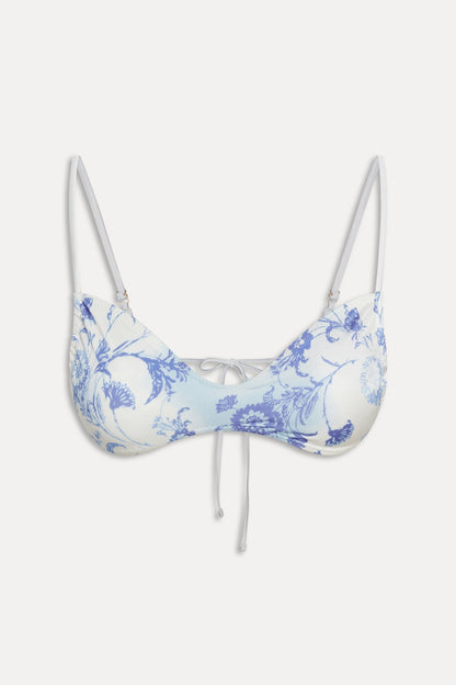 Frankies Bikinis new|swimwear|collections Magnolia Satin Skimpy Bikini Top - Fleur de Bleu