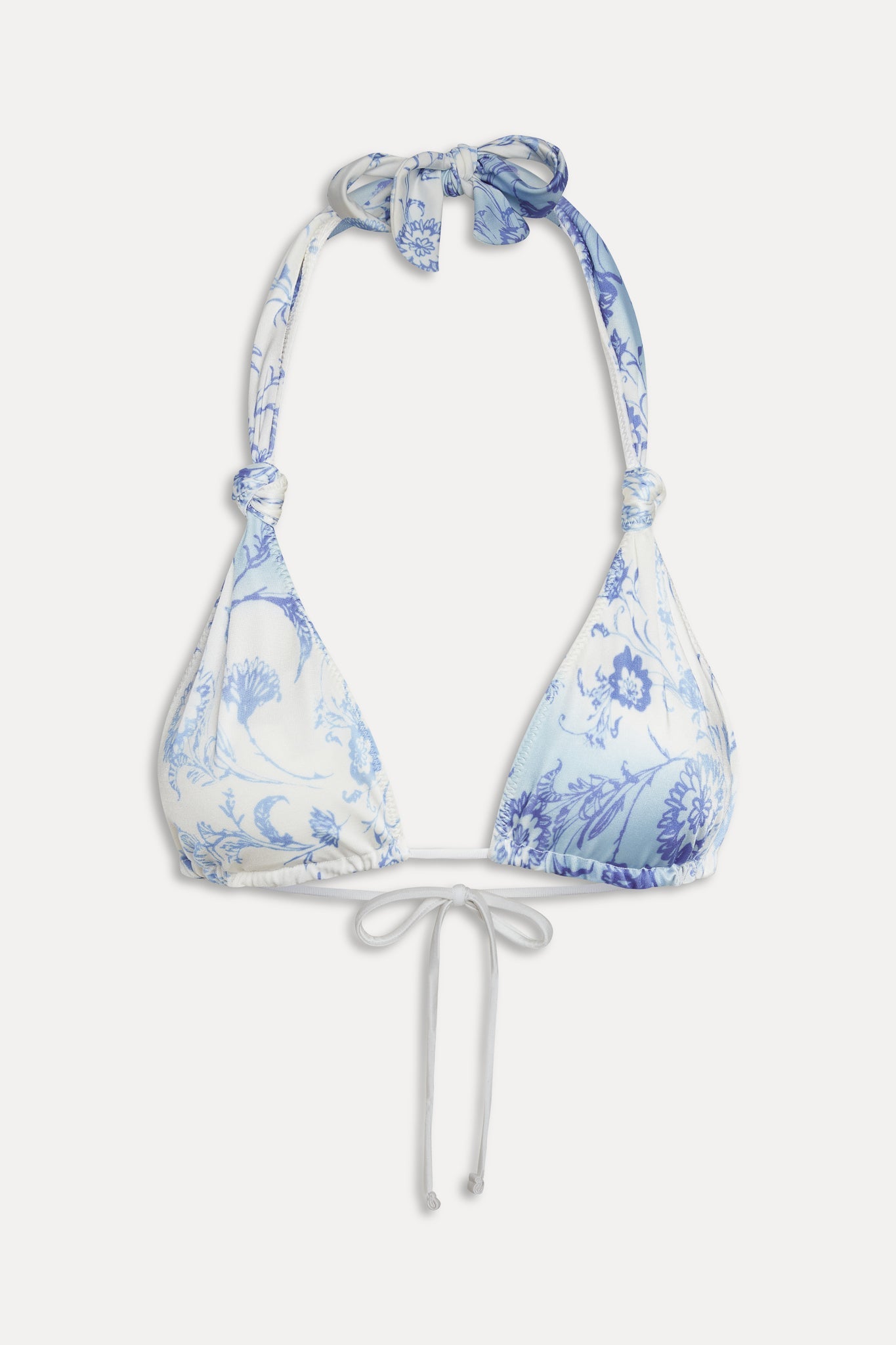 Frankies Bikinis new|swimwear|collections Kealy Satin Halter Bikini Top - Fleur de Bleu