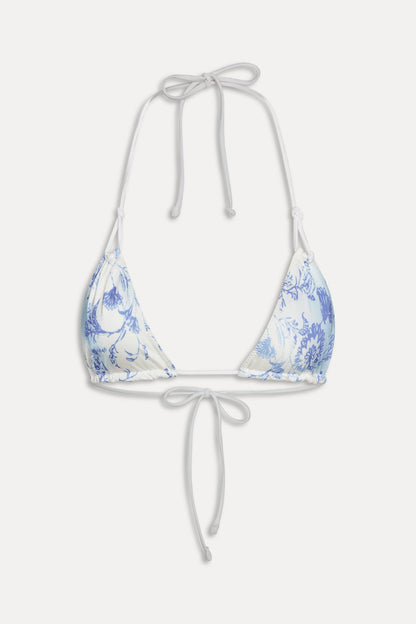 Frankies Bikinis new|swimwear|collections Ari Satin Triangle Bikini Top - Fleur de Bleu