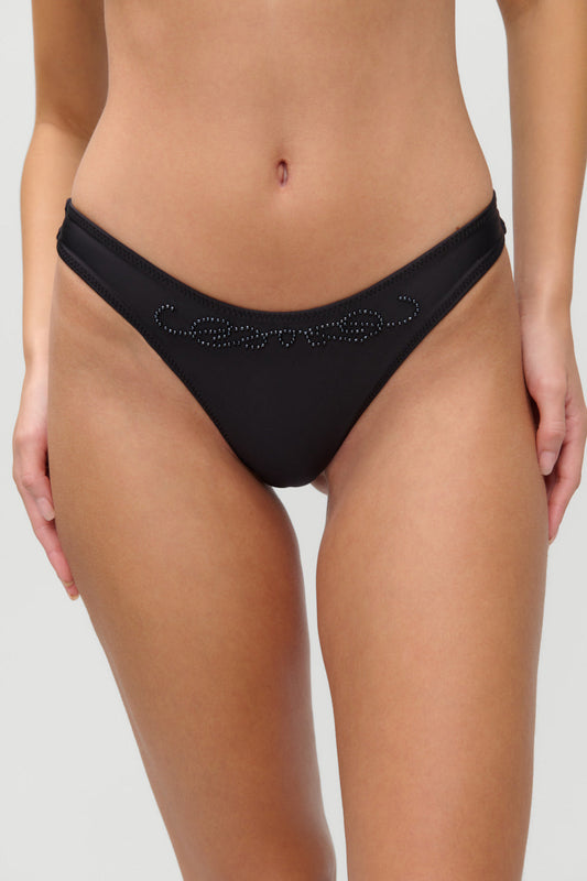 Frankies Bikinis new|swimwear|collections x JENNIE Dove Beaded Bikini Bottom - Black