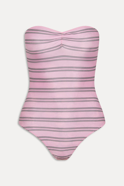 Frankies Bikinis swimwear|collections|new Solana Reversible One Piece Swimsuit - Pink Stripe