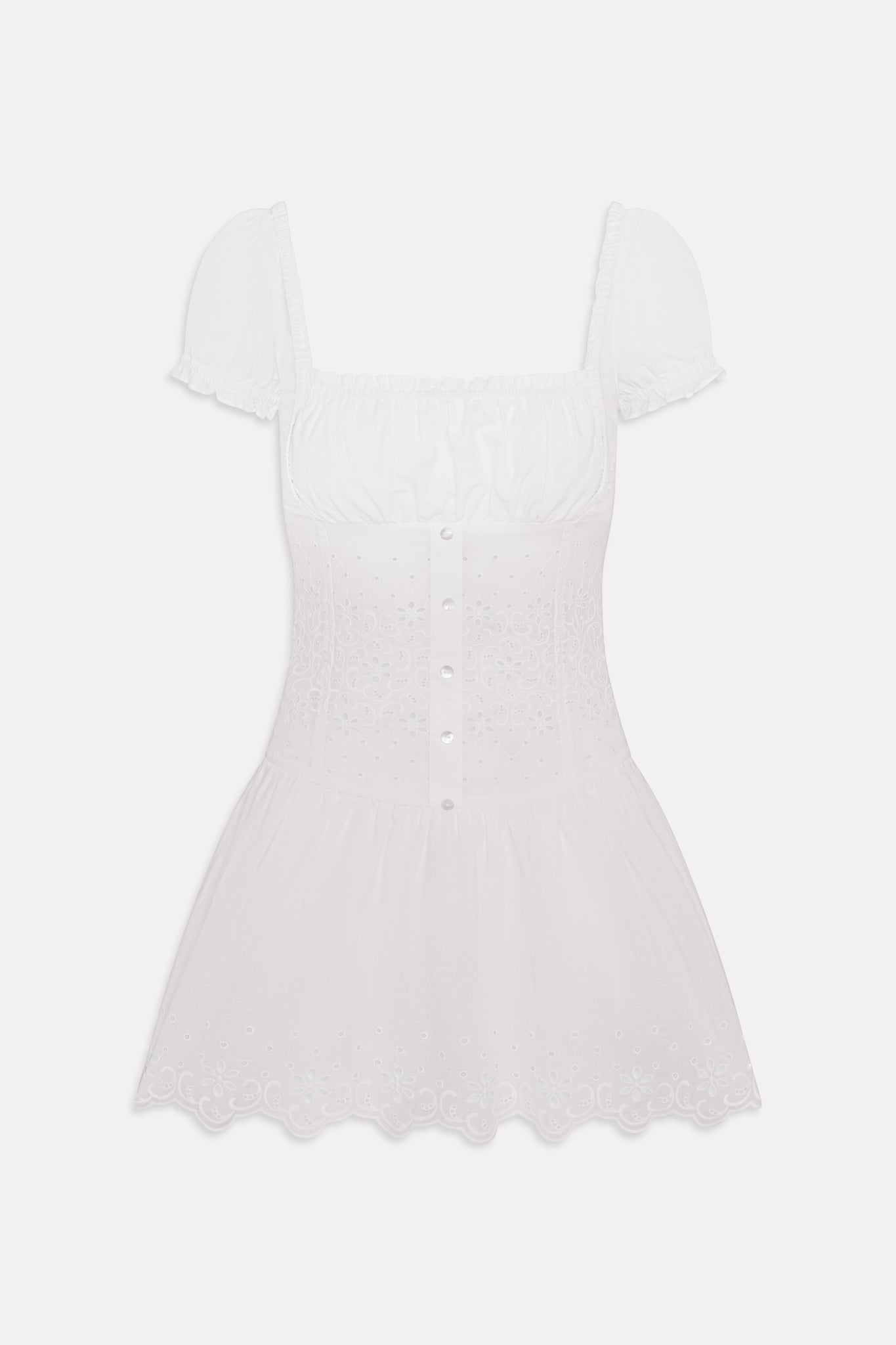 Frankies Bikinis clothing|collections|new Lucien Cotton Embroidered Mini Dress - Optic White