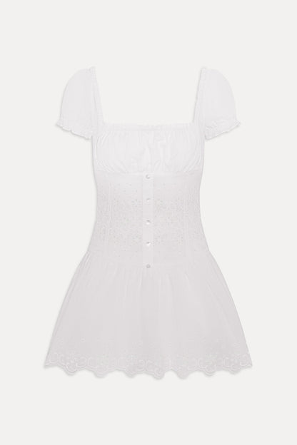Frankies Bikinis clothing|collections|new Lucien Cotton Embroidered Mini Dress - Optic White