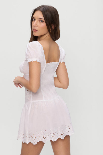 Frankies Bikinis clothing|collections|new Lucien Cotton Embroidered Mini Dress - Optic White