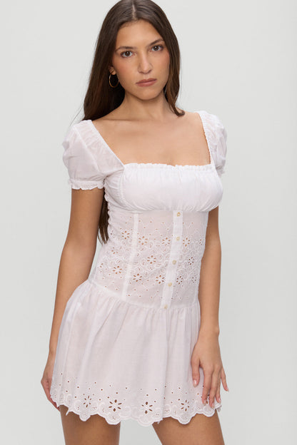 Frankies Bikinis clothing|collections|new Lucien Cotton Embroidered Mini Dress - Optic White