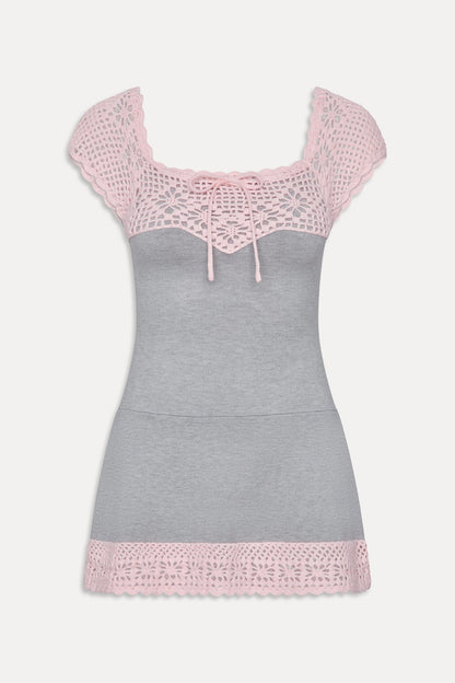 Frankies Bikinis clothing|collections Lover Crochet Knit Mini Dress - Pink Flora