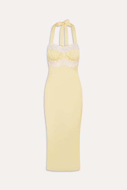 Frankies Bikinis clothing|collections Darcy Satin Midi Dress - Whipped Butter