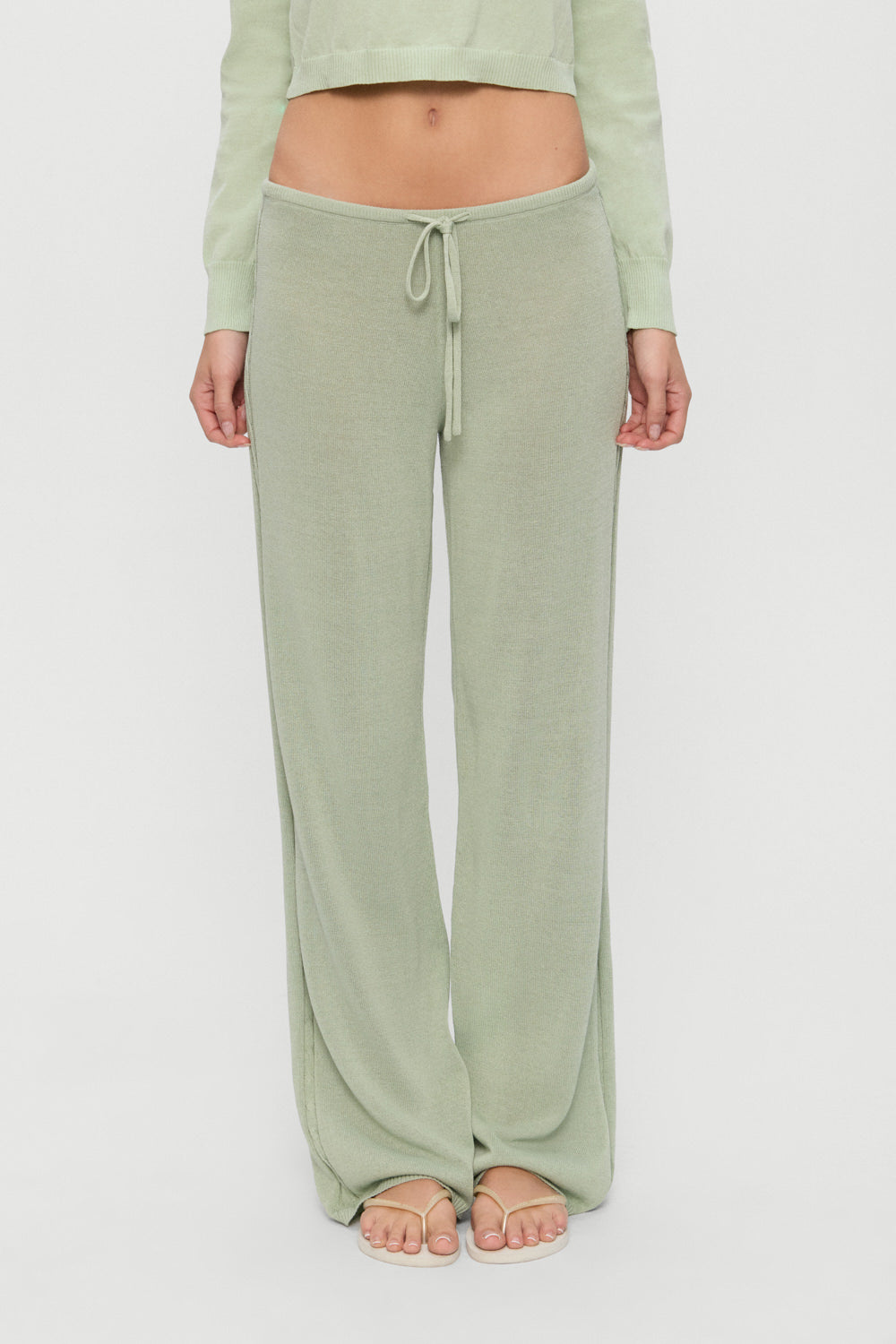 Frankies Bikinis clothing|collections Ela Low Rise Knit Pants - Eucalyptus