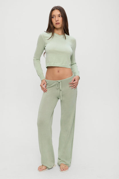 Frankies Bikinis clothing|collections Ela Low Rise Knit Pants - Eucalyptus