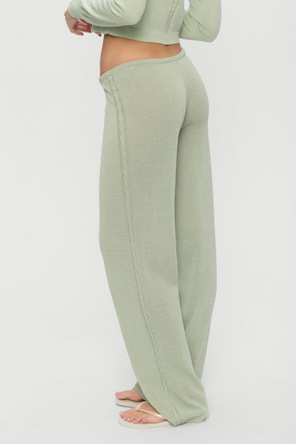 Frankies Bikinis clothing|collections Ela Low Rise Knit Pants - Eucalyptus