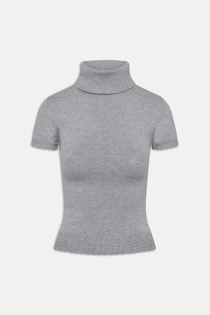 Frankies Bikinis clothing|collections Jasmine Short Sleeve Turtleneck - Cloud Cover
