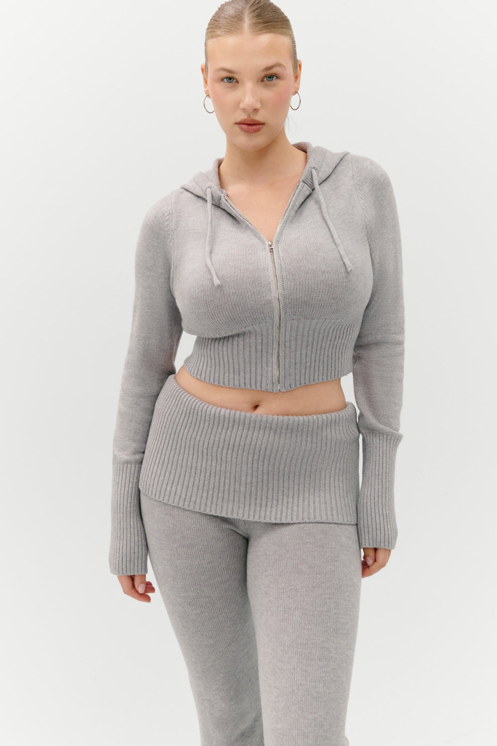 Frankies Bikinis clothing Aimee Zip Up Hoodie - Rain Cloud