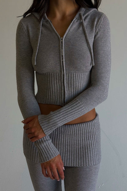 Frankies Bikinis clothing Aimee Zip Up Hoodie - Rain Cloud