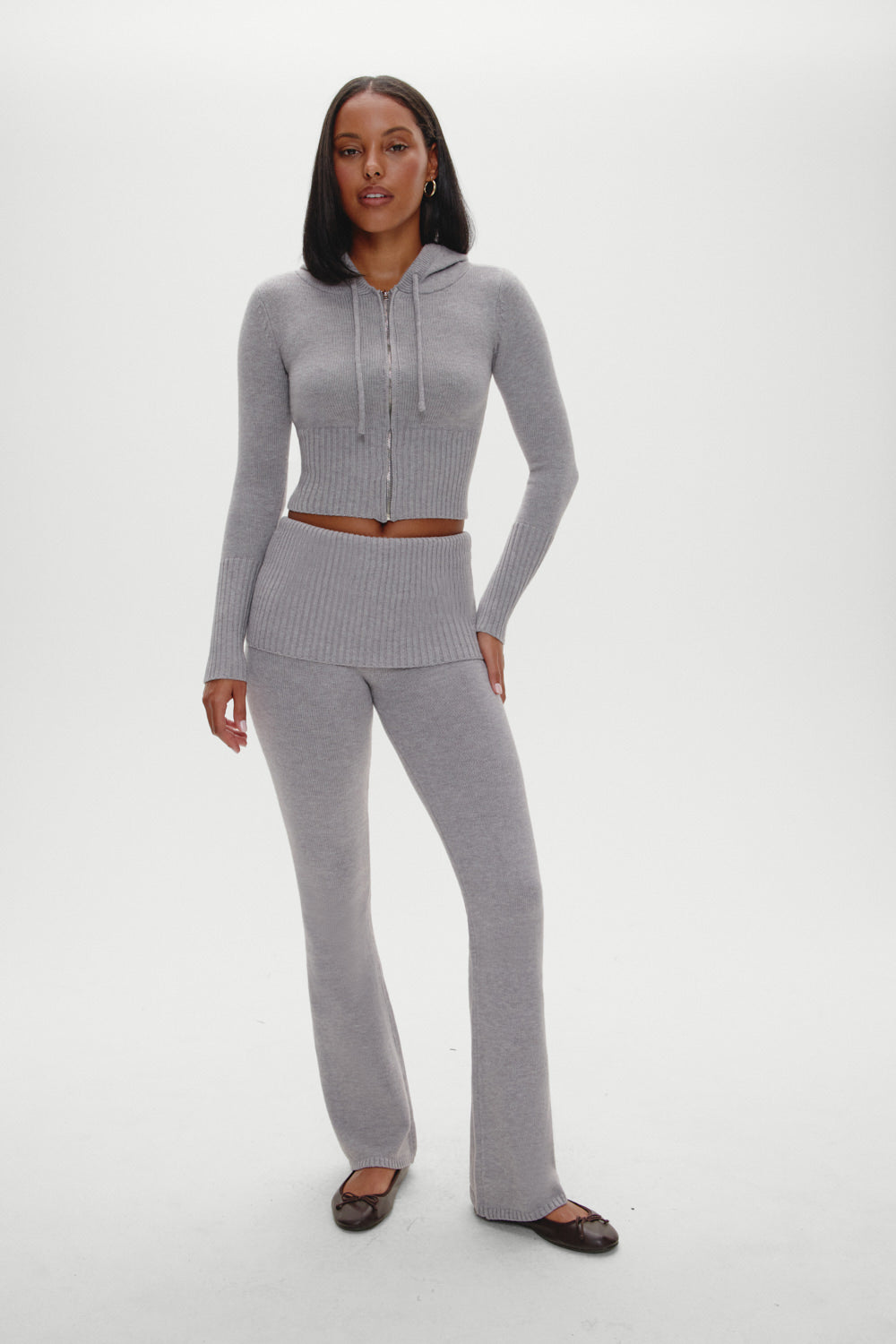 Frankies Bikinis clothing Aimee Zip Up Hoodie - Rain Cloud