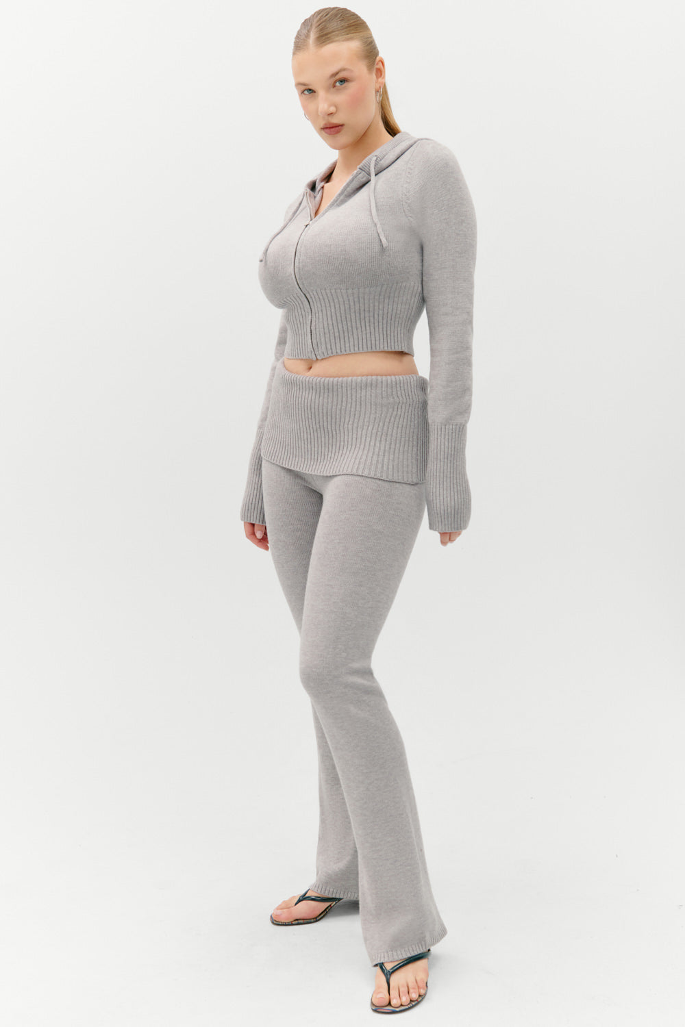 Frankies Bikinis clothing Aimee Zip Up Hoodie - Rain Cloud