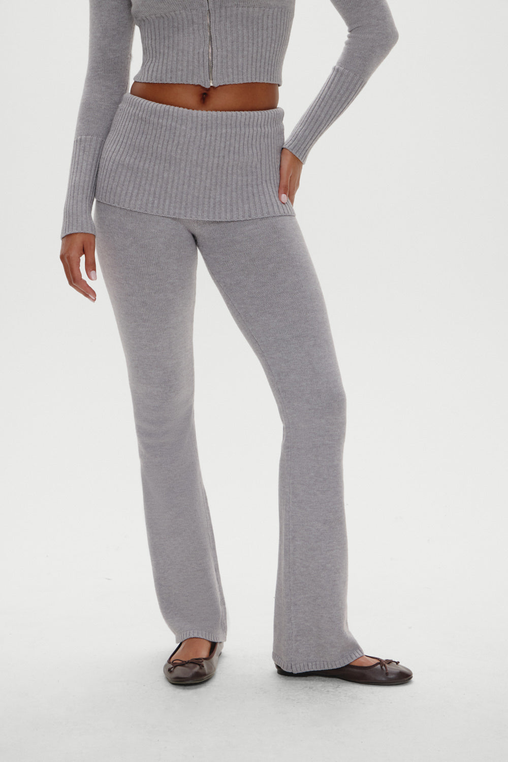 Frankies Bikinis clothing Aimee Knit Pants - Rain Cloud