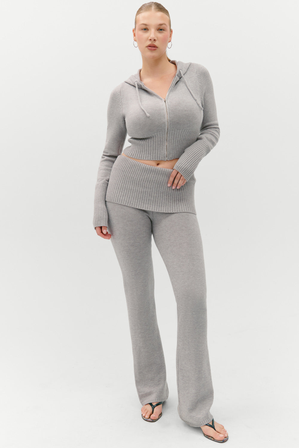 Frankies Bikinis clothing Aimee Knit Pants - Rain Cloud