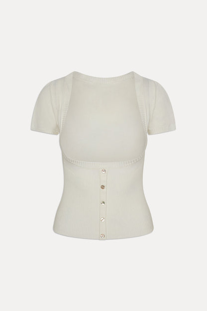 Frankies Bikinis clothing|new|collections x JENNIE Sofia Knit Top - Coconut Cream